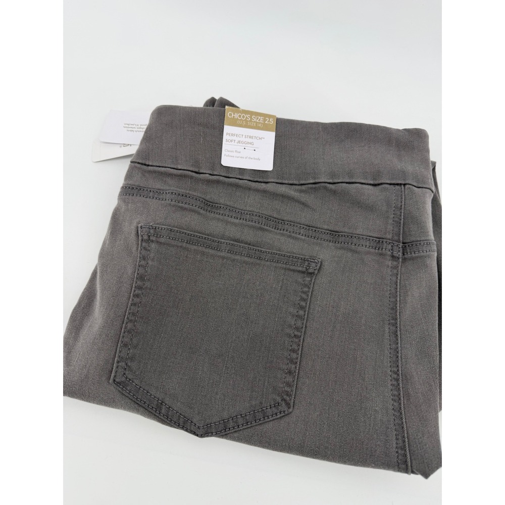 Chicos Perfect Stretch Soft Jegging Ankle 14 L Gray Madison Wash Pull On NWT